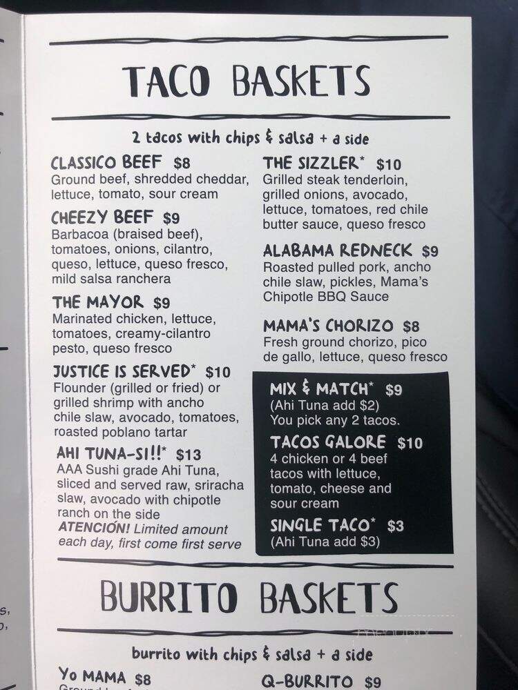 Taco Mama - Hoover, AL menu_pic
