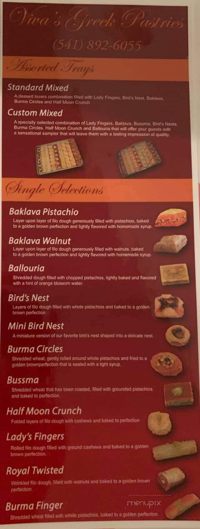 Vivas Greek Pastries - Klamath Falls, OR menu_pic