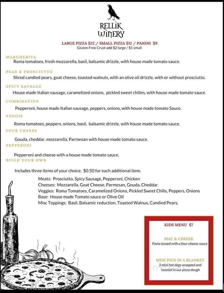 The Rellik Winery - Central Point, OR menu_pic