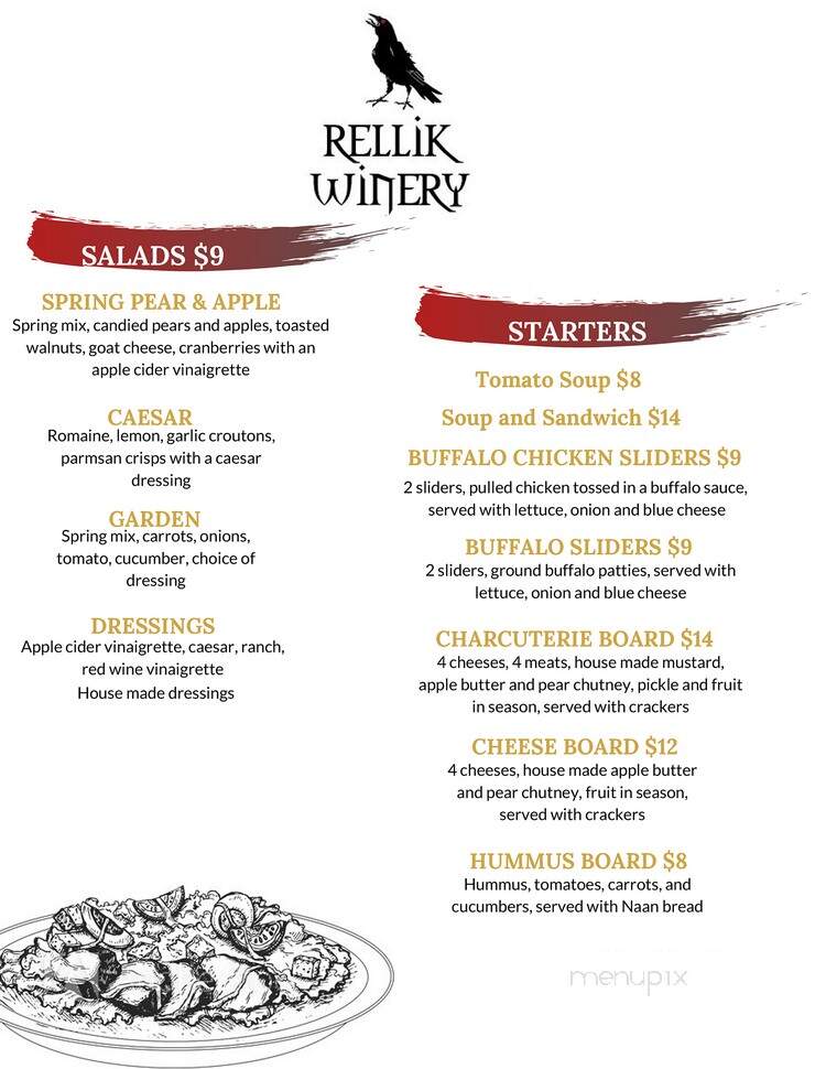 The Rellik Winery - Central Point, OR menu_pic