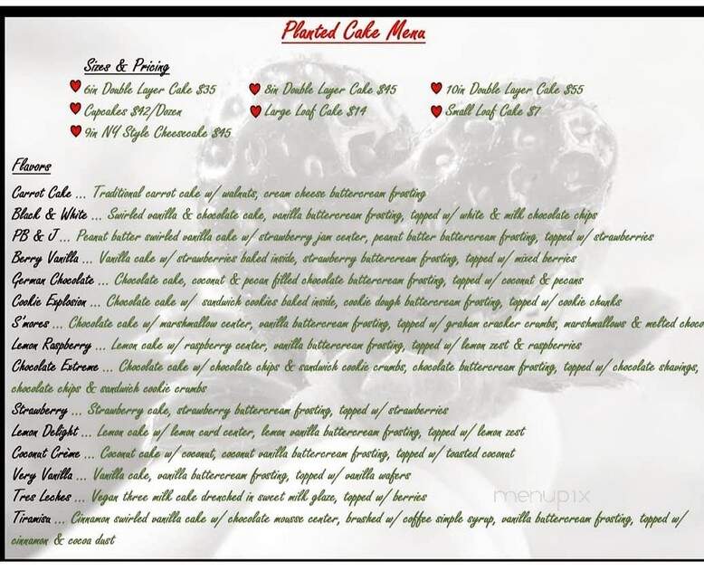 Planted Bakery - Fort Worth, TX menu_pic