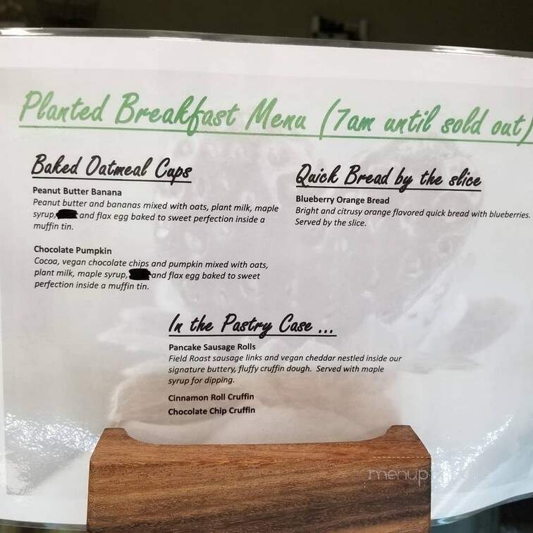Planted Bakery - Fort Worth, TX menu_pic