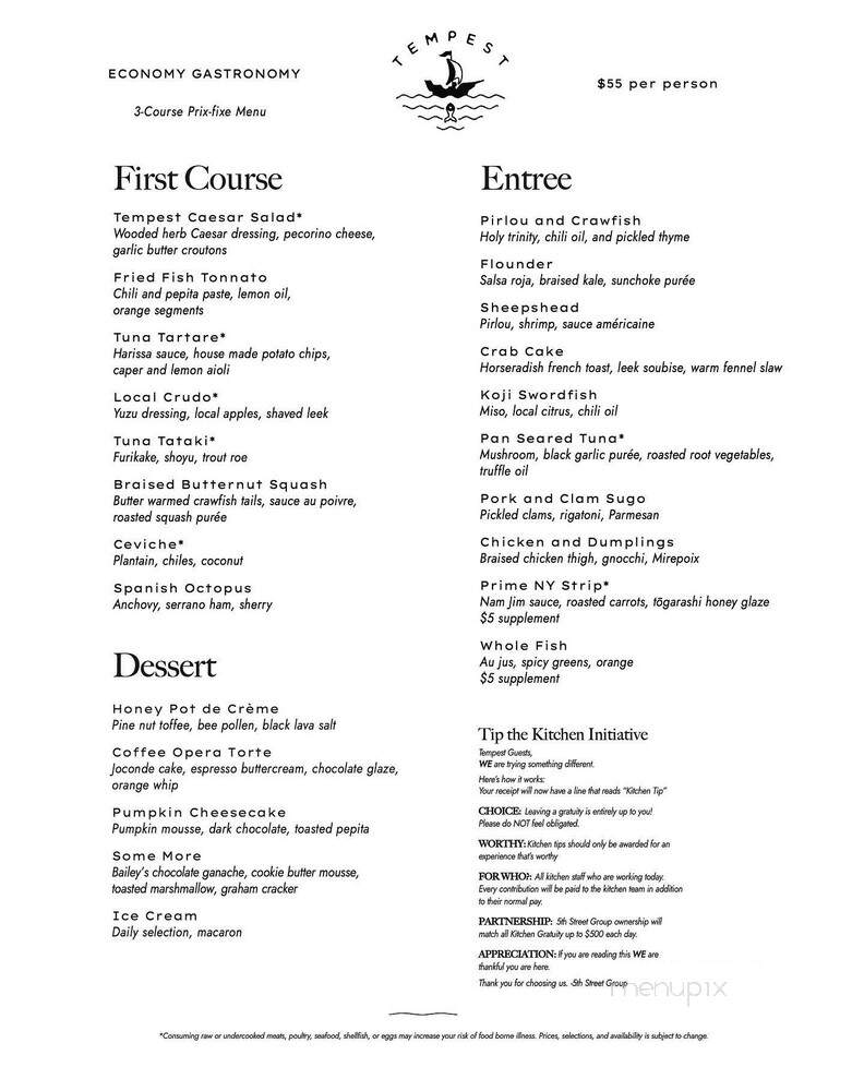 Tempest Charleston - Charleston, SC menu_pic