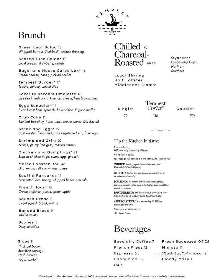 Tempest Charleston - Charleston, SC menu_pic