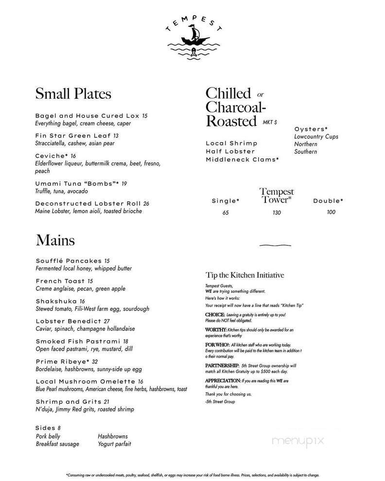 Tempest Charleston - Charleston, SC menu_pic