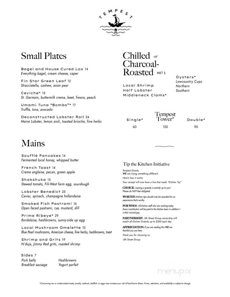 Tempest Charleston - Charleston, SC menu_pic