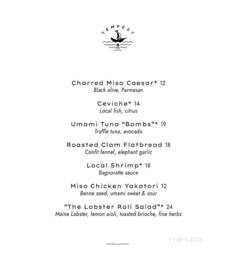 Tempest Charleston - Charleston, SC menu_pic
