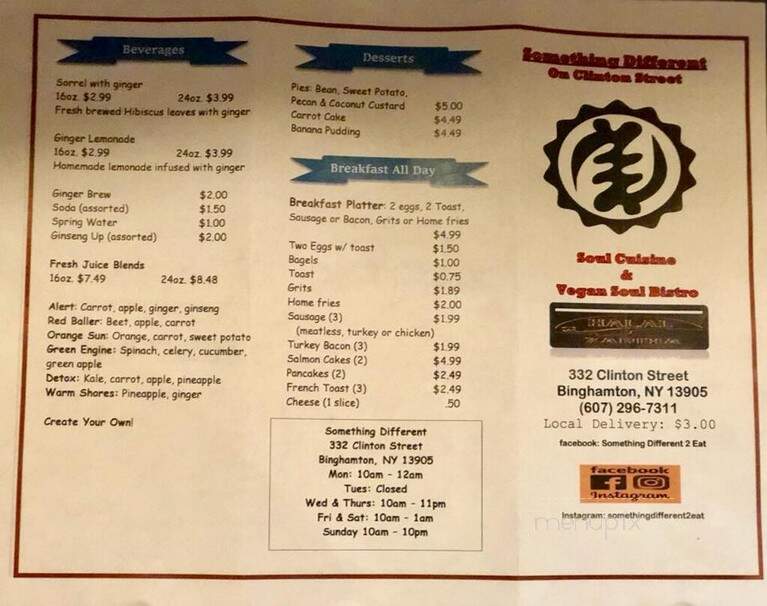 Something Different To Eat - Binghamton, NY menu_pic