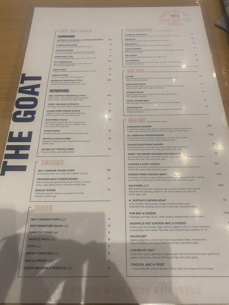 The Goat SoBro - Nashville, TN menu_pic