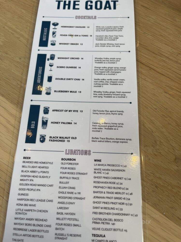 The Goat SoBro - Nashville, TN menu_pic