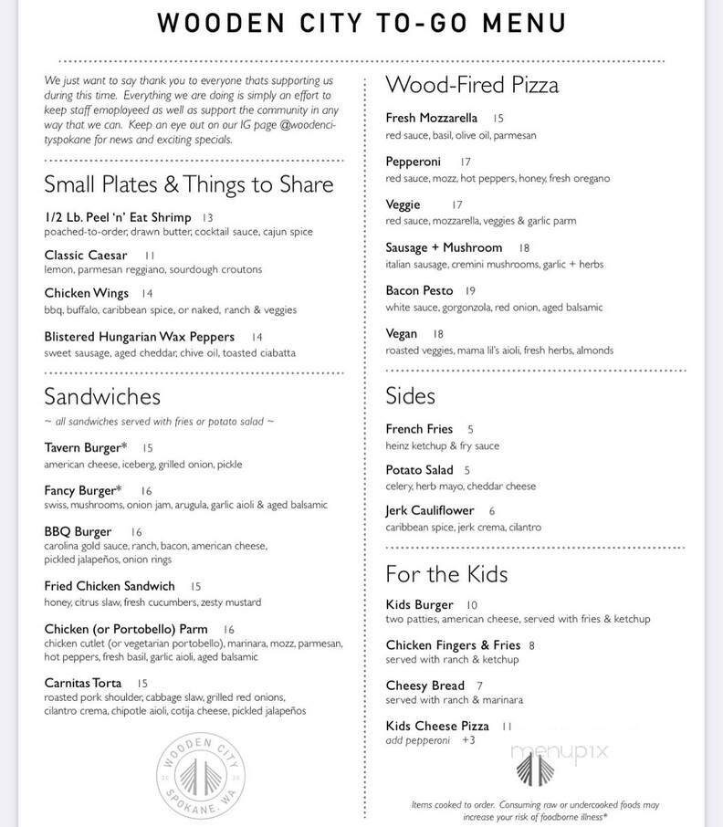 Wooden City - Spokane, WA menu_pic