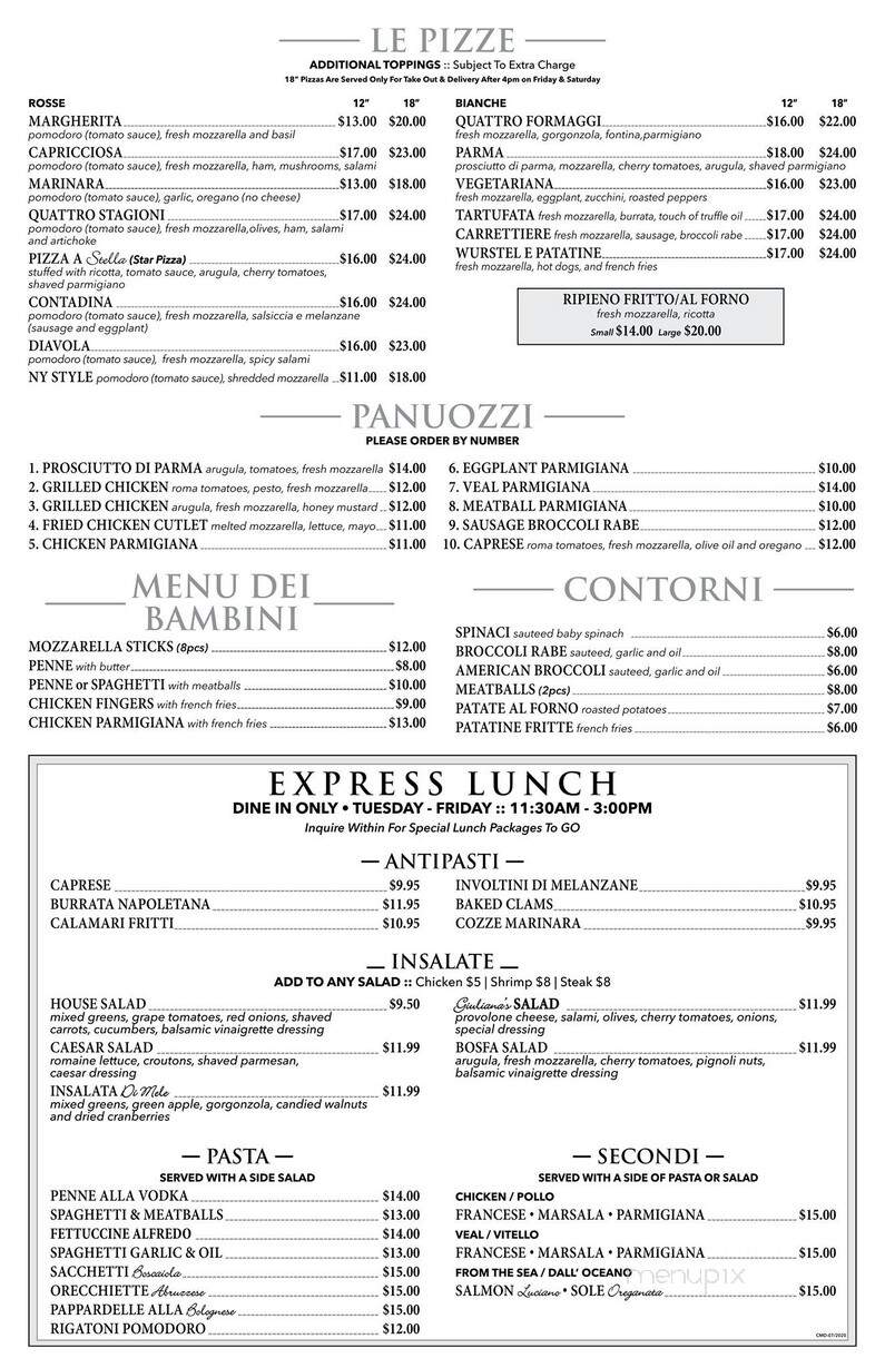 Bosfa Italian Restaurant - Old Tappan, NJ menu_pic
