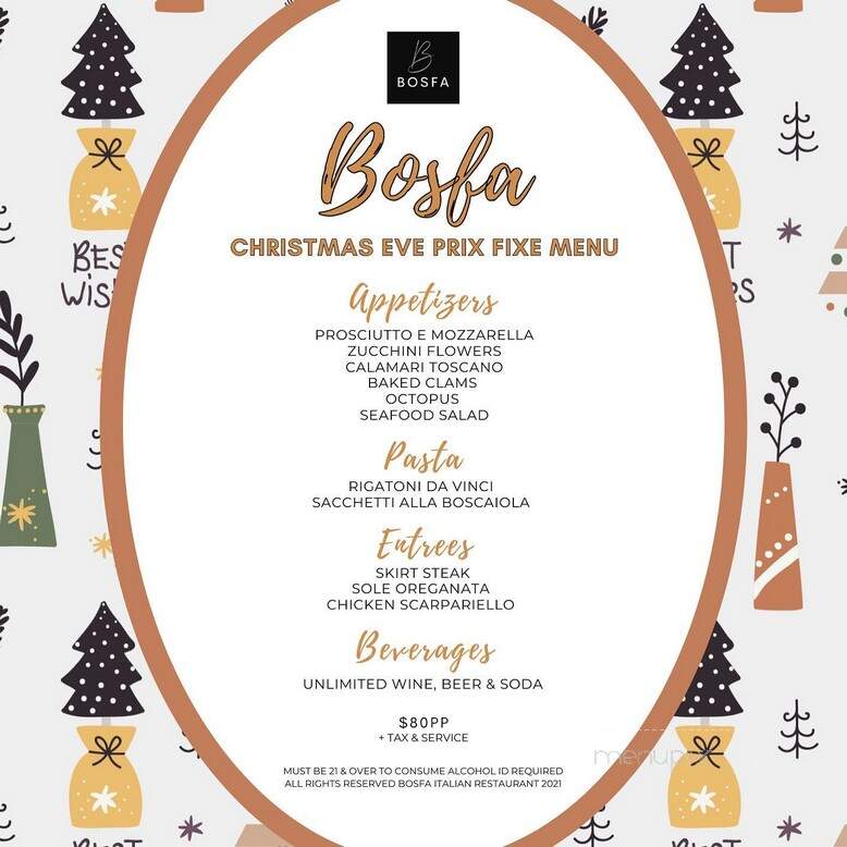 Bosfa Italian Restaurant - Old Tappan, NJ menu_pic