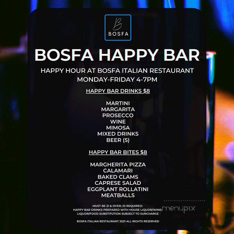 Bosfa Italian Restaurant - Old Tappan, NJ menu_pic