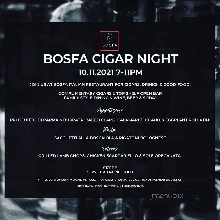 Bosfa Italian Restaurant - Old Tappan, NJ menu_pic