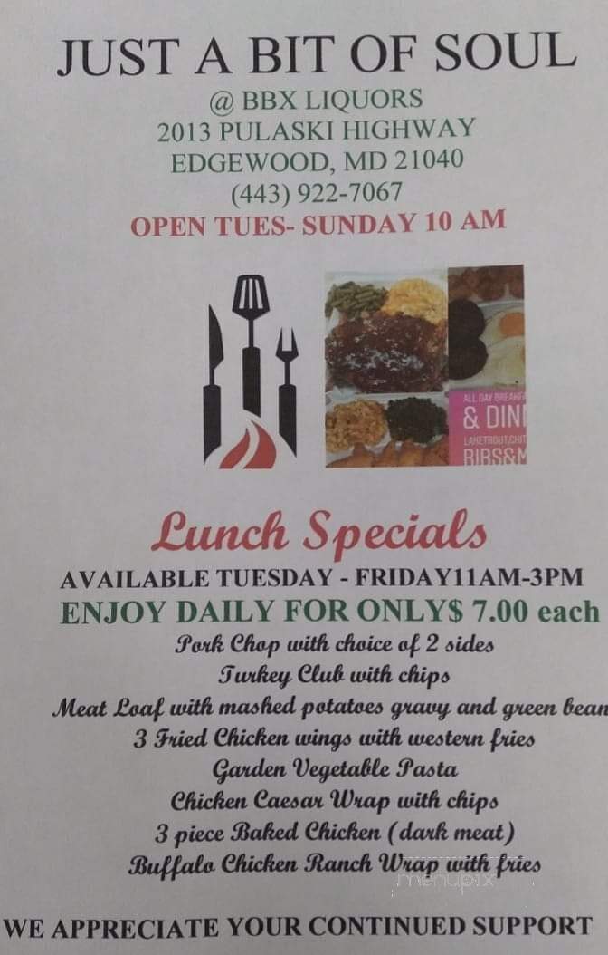 Just A Bit Of Soul - Aberdeen, MD menu_pic
