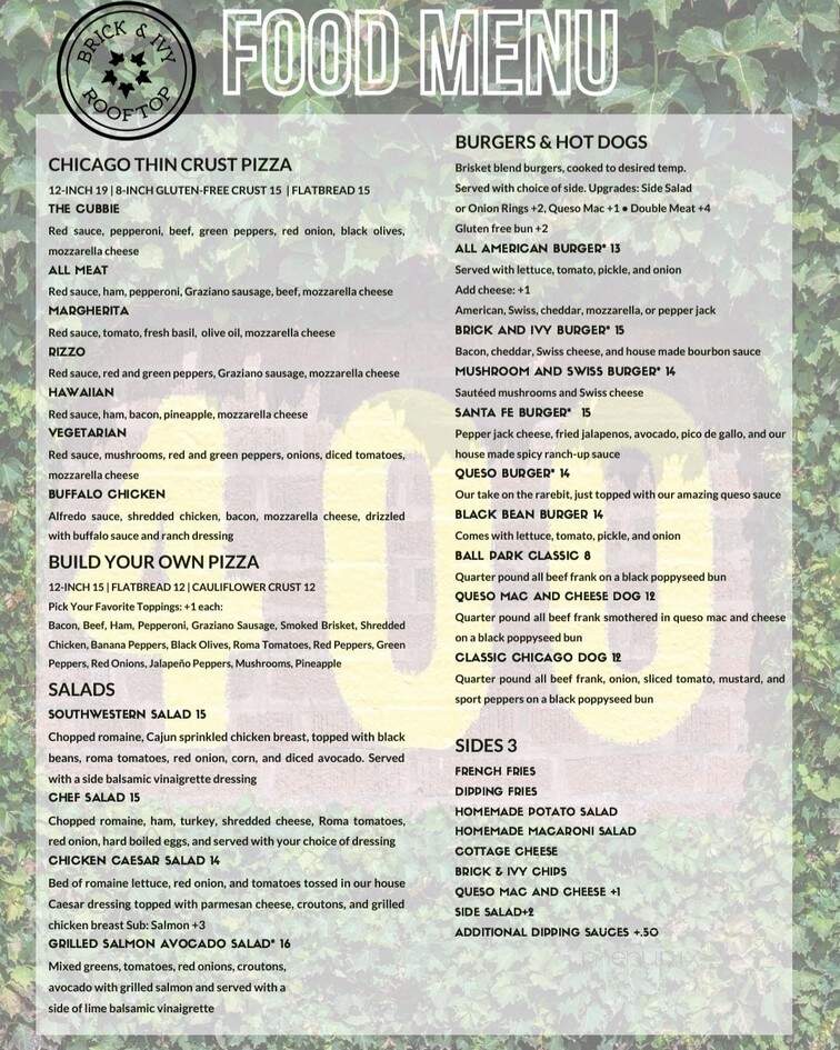 Brick and Ivy - Altoona, IA menu_pic