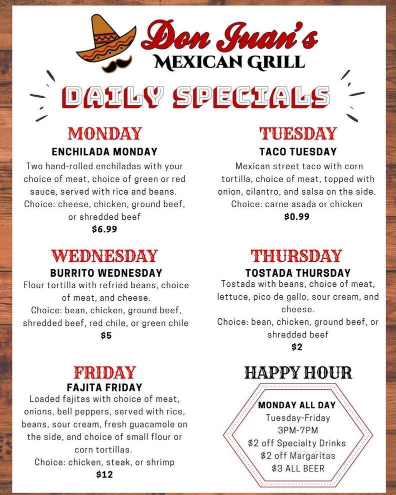 Don Juan's Mexican Grill - Glendale, AZ menu_pic