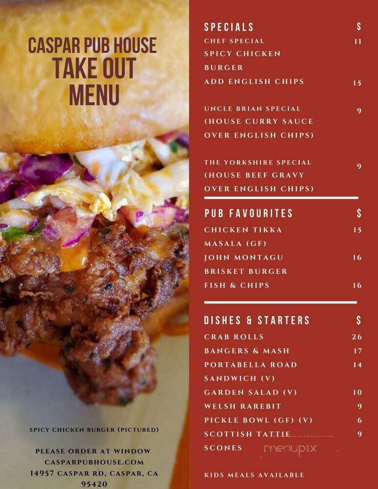 Caspar Pub House - Caspar, CA menu_pic