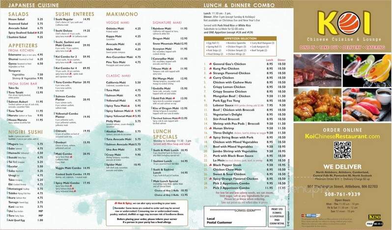 Koi Chinese Cuisine & Lounge - Attleboro, MA menu_pic