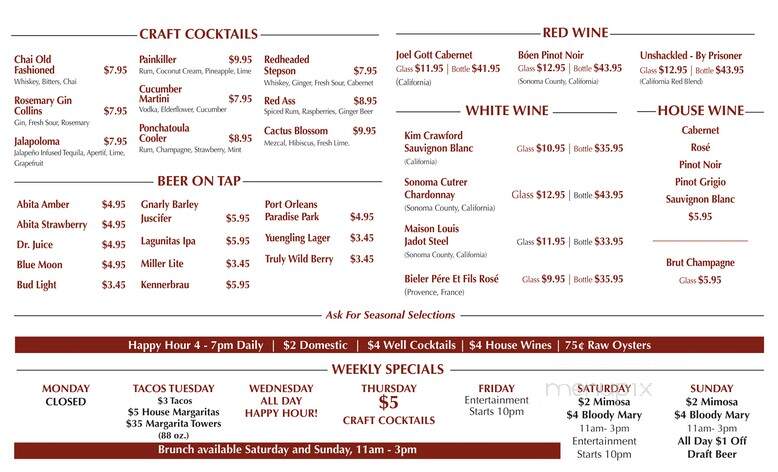 5216 Table & Tap - Metairie, LA menu_pic