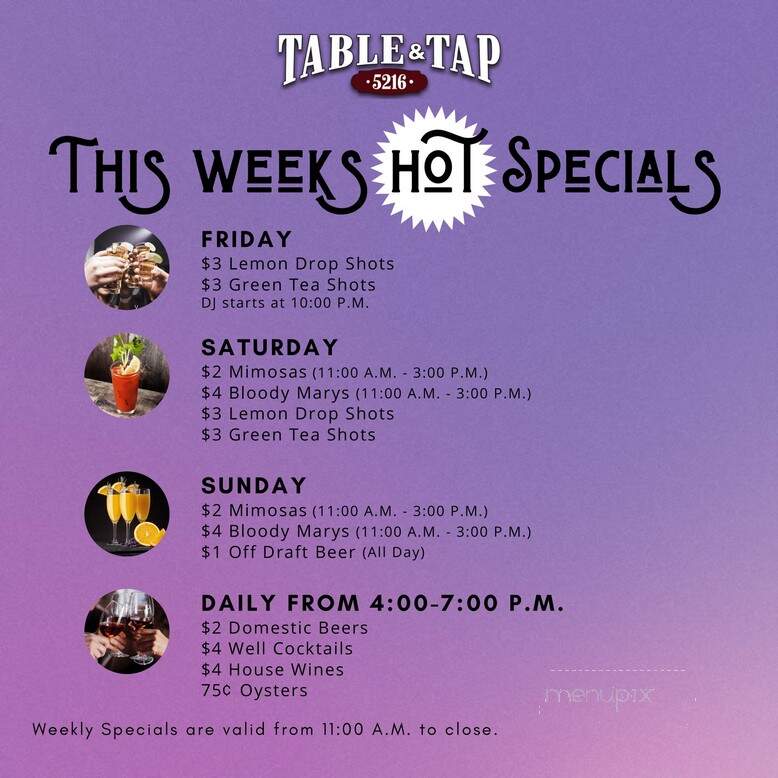 5216 Table & Tap - Metairie, LA menu_pic