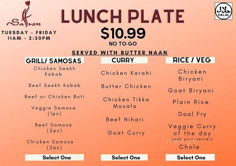 Saffron - Waco, TX menu_pic