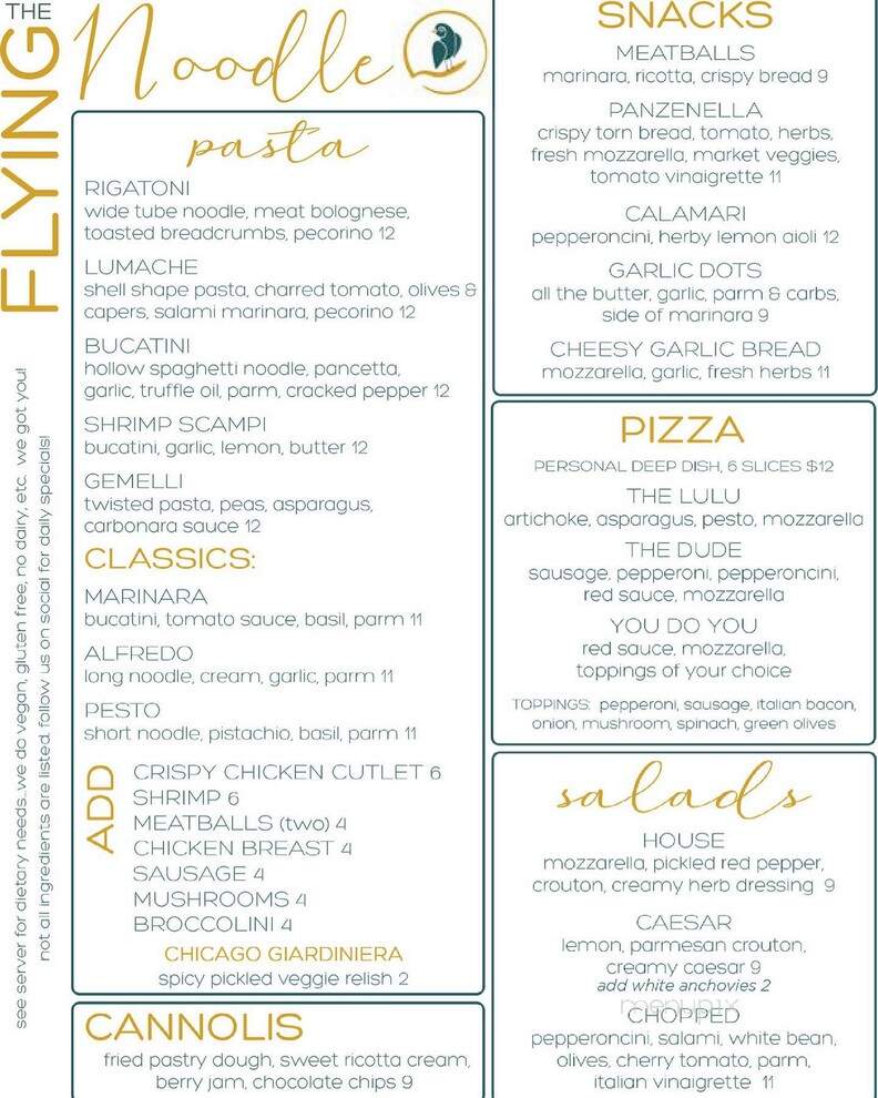 The Flying Noodle - Traverse City, MI menu_pic