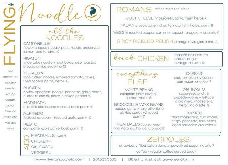 The Flying Noodle - Traverse City, MI menu_pic