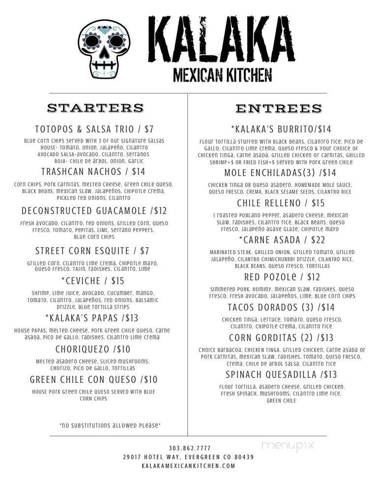 Kalaka Mexican Kitchen - Evergreen, CO menu_pic