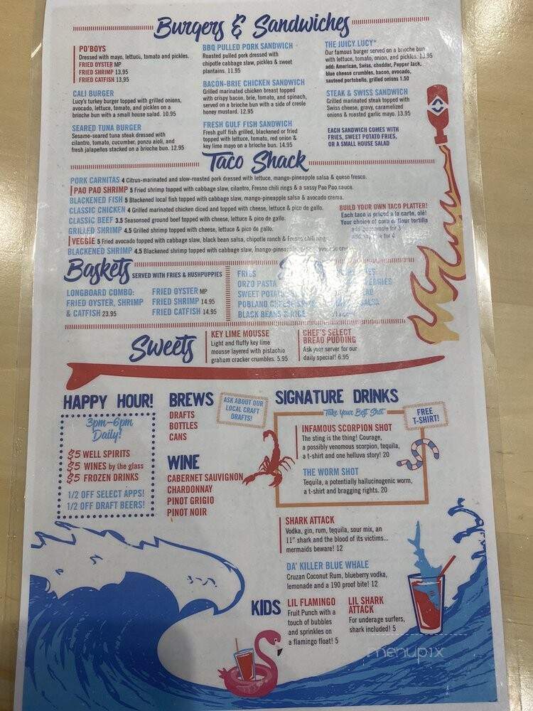 Lucy's Retired Surfer Bar - Foley, AL menu_pic