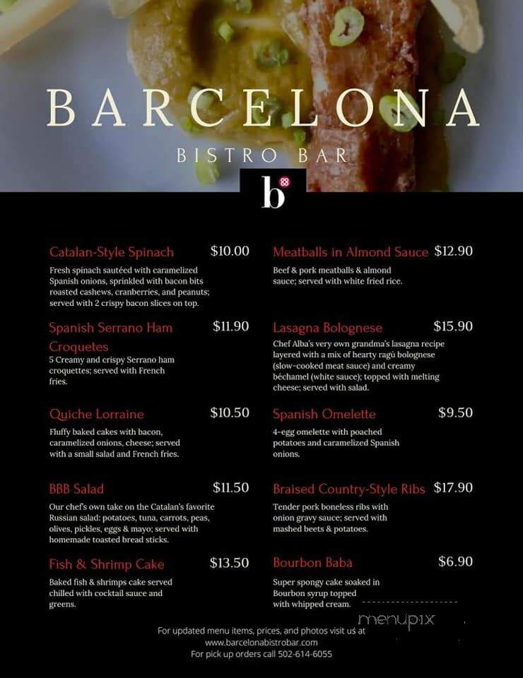 Barcelona Bistro Bar - Louisville, KY menu_pic
