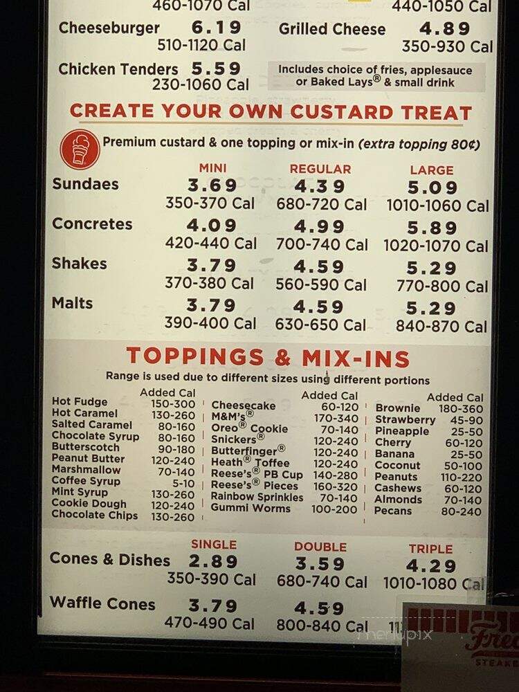 Freddy's Frozen Custard & Steakburgers - Phoenix, AZ menu_pic