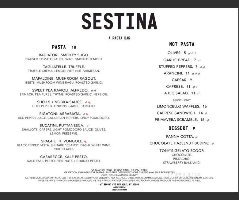 Sestina - New York, NY menu_pic