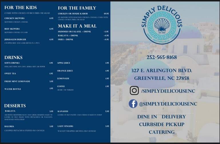 Simply Delicious - Greenville, NC menu_pic