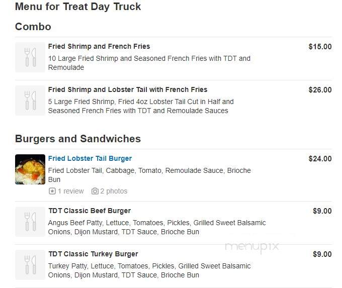 Treat Day Truck - Los Angeles, CA menu_pic