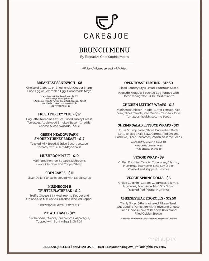 Cake & Joe - Philadelphia, PA menu_pic