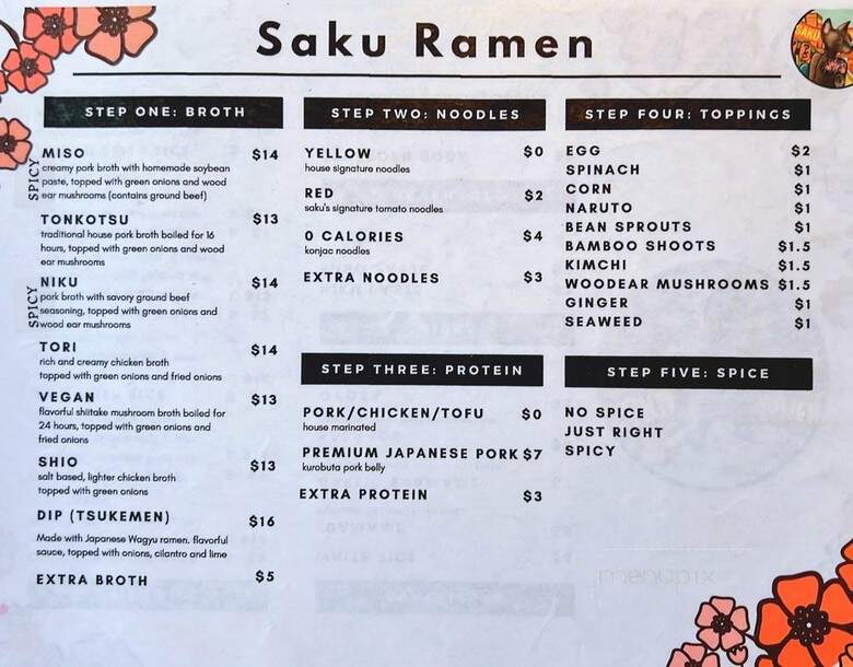 Saku Ramen - Riverside, CA menu_pic