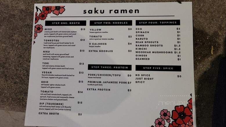 Saku Ramen - Riverside, CA menu_pic