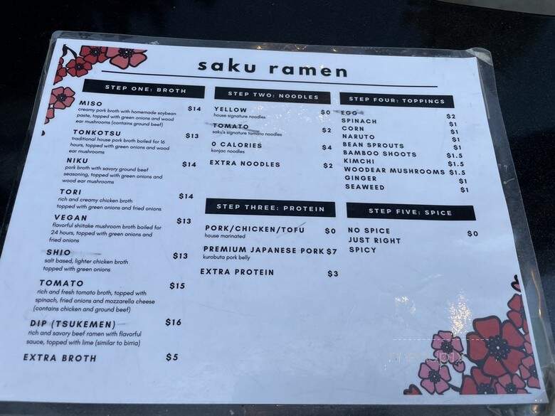 Saku Ramen - Riverside, CA menu_pic