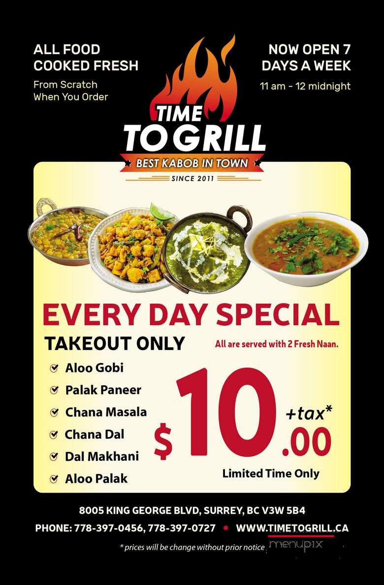 Time To Grill - Surrey, BC menu_pic