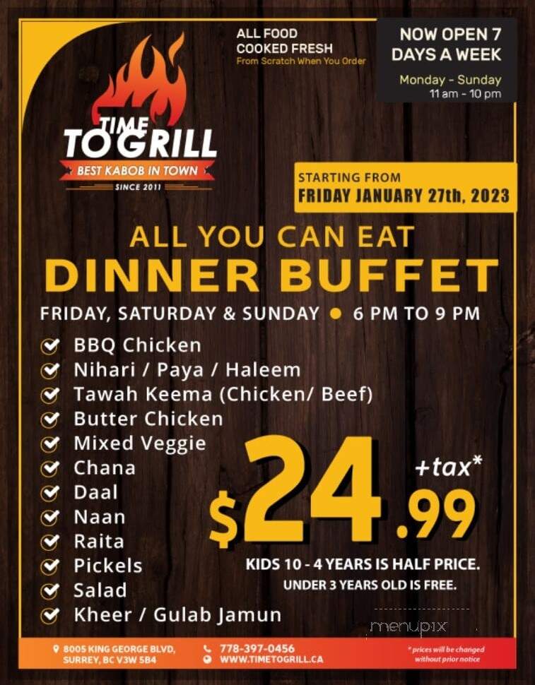 Time To Grill - Surrey, BC menu_pic