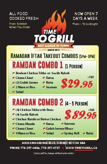 Time To Grill - Surrey, BC menu_pic