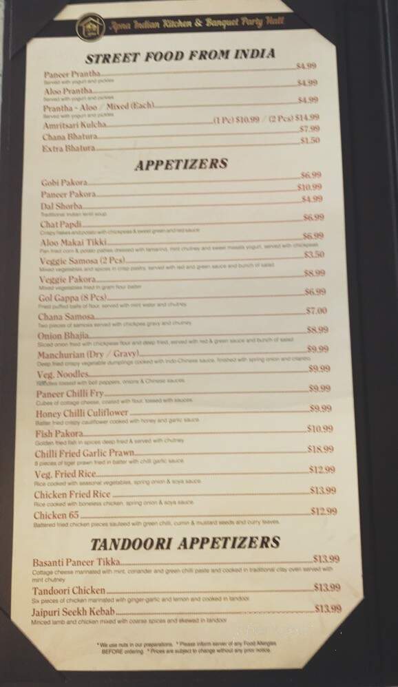 Apna Indian Kitchen - Langley City, BC menu_pic