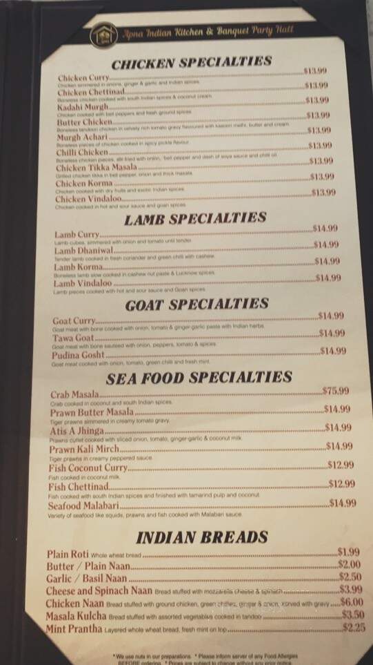 Apna Indian Kitchen - Langley City, BC menu_pic