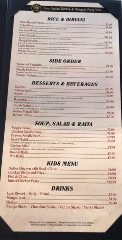 Apna Indian Kitchen - Langley City, BC menu_pic