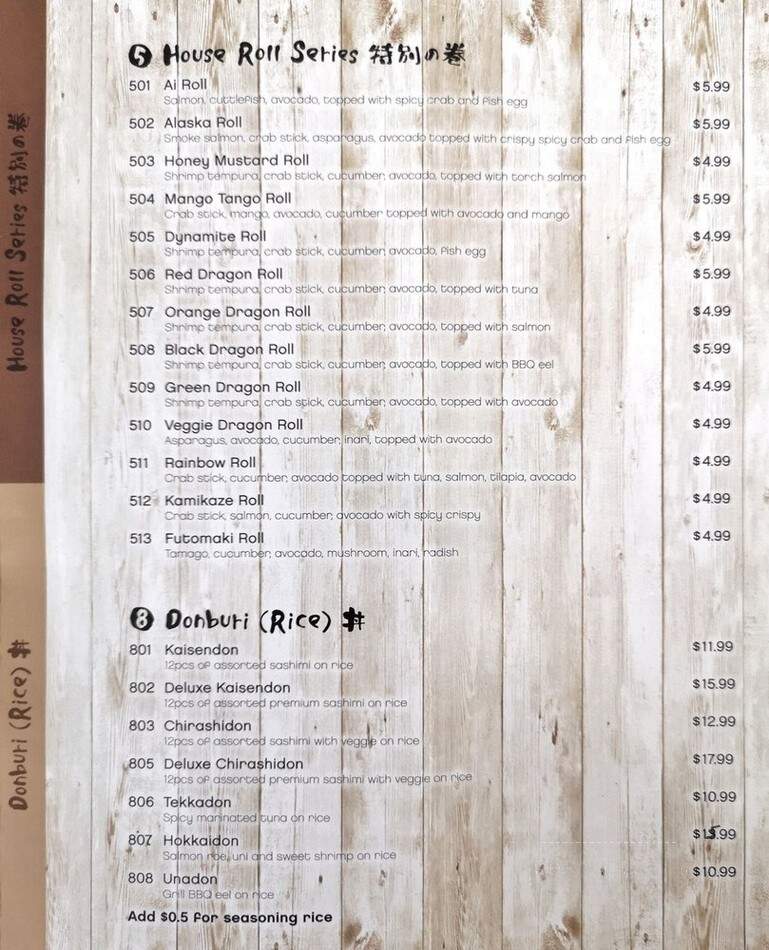 Ai Sushi - Richmond Hill, ON menu_pic