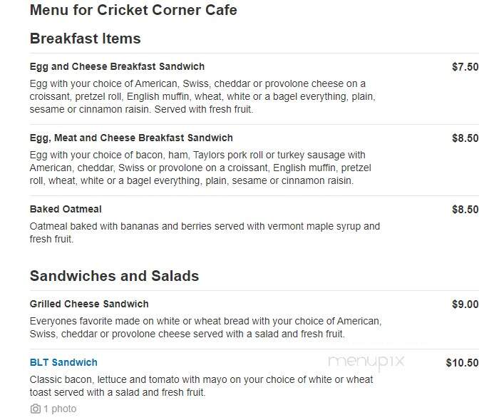 Cricket Corner Cafe - Glenmoore, PA