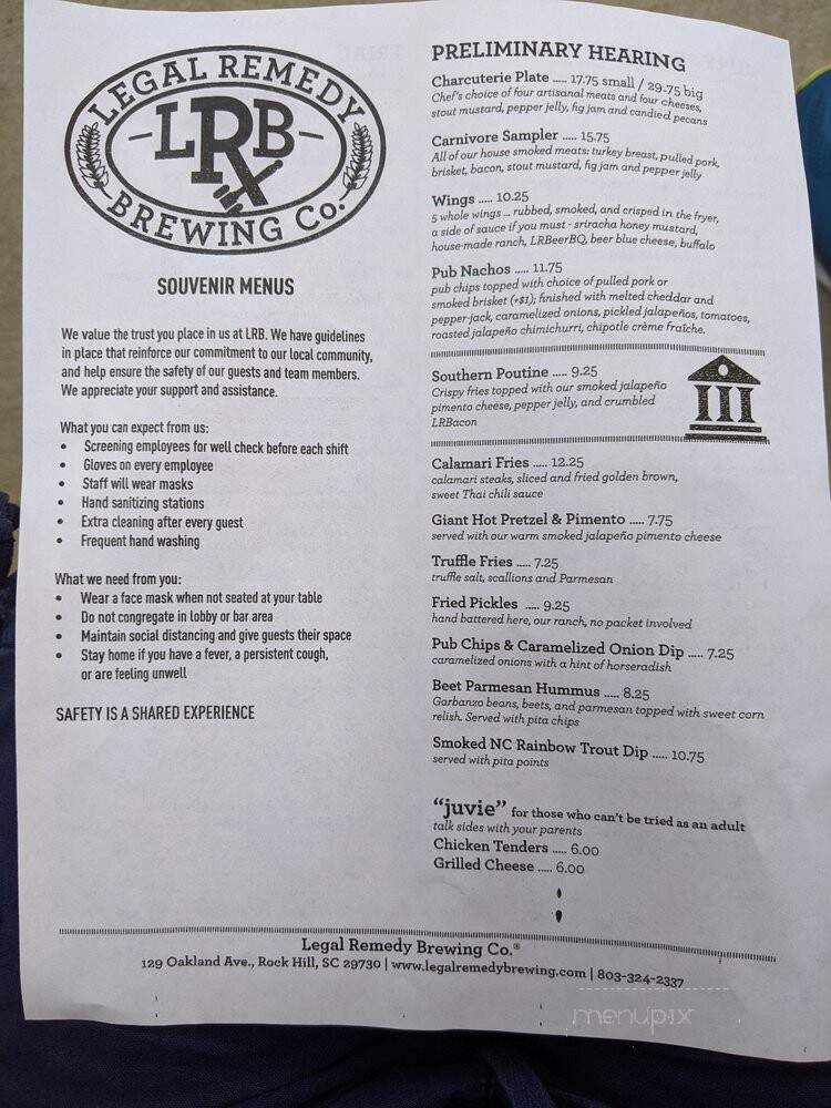 Legal Remedy Brewing Pizza - Rock Hill, SC menu_pic