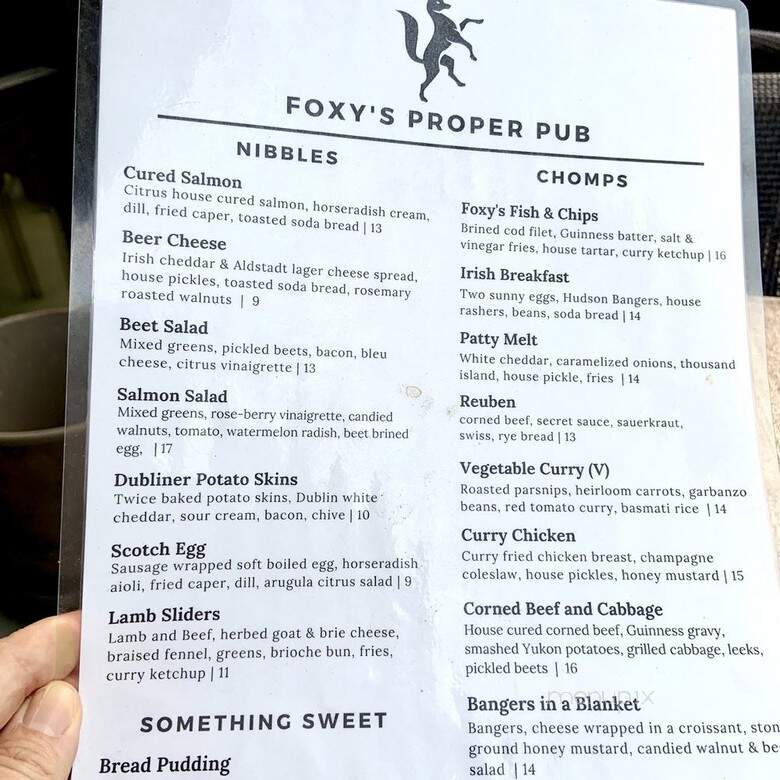 Foxy's Proper Pub - Austin, TX menu_pic